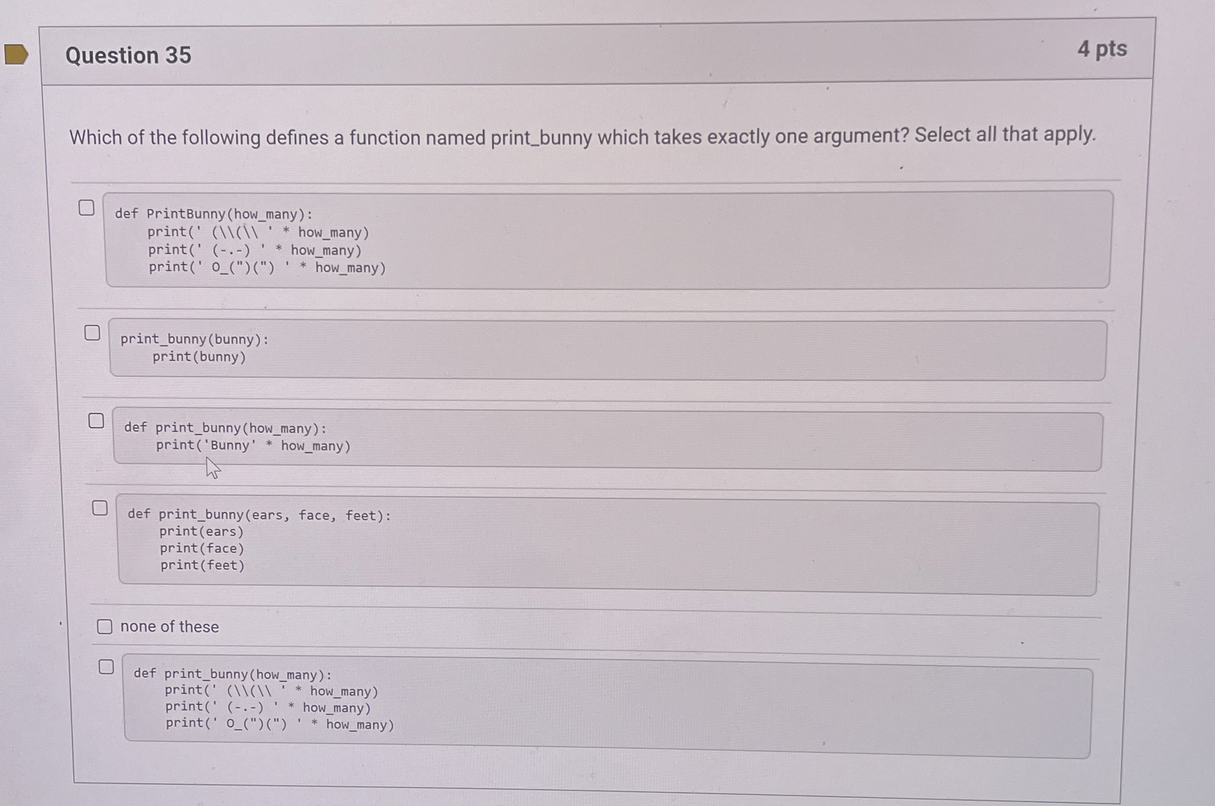 Question 3 5 Which of the following defines a
