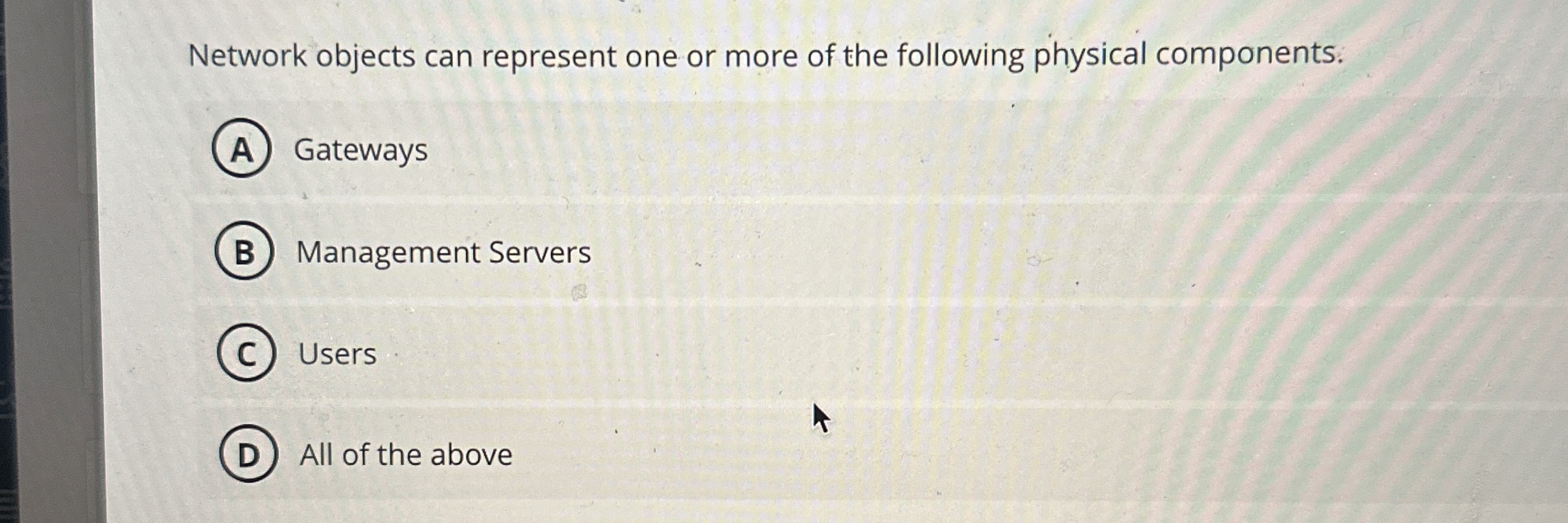 Network objects can represent one or more of the