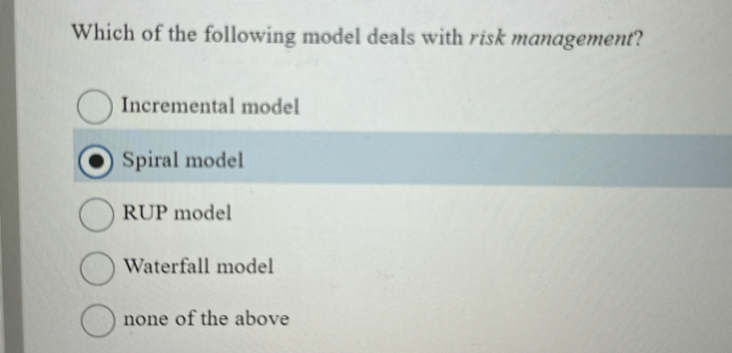 Which of the following model deals with risk