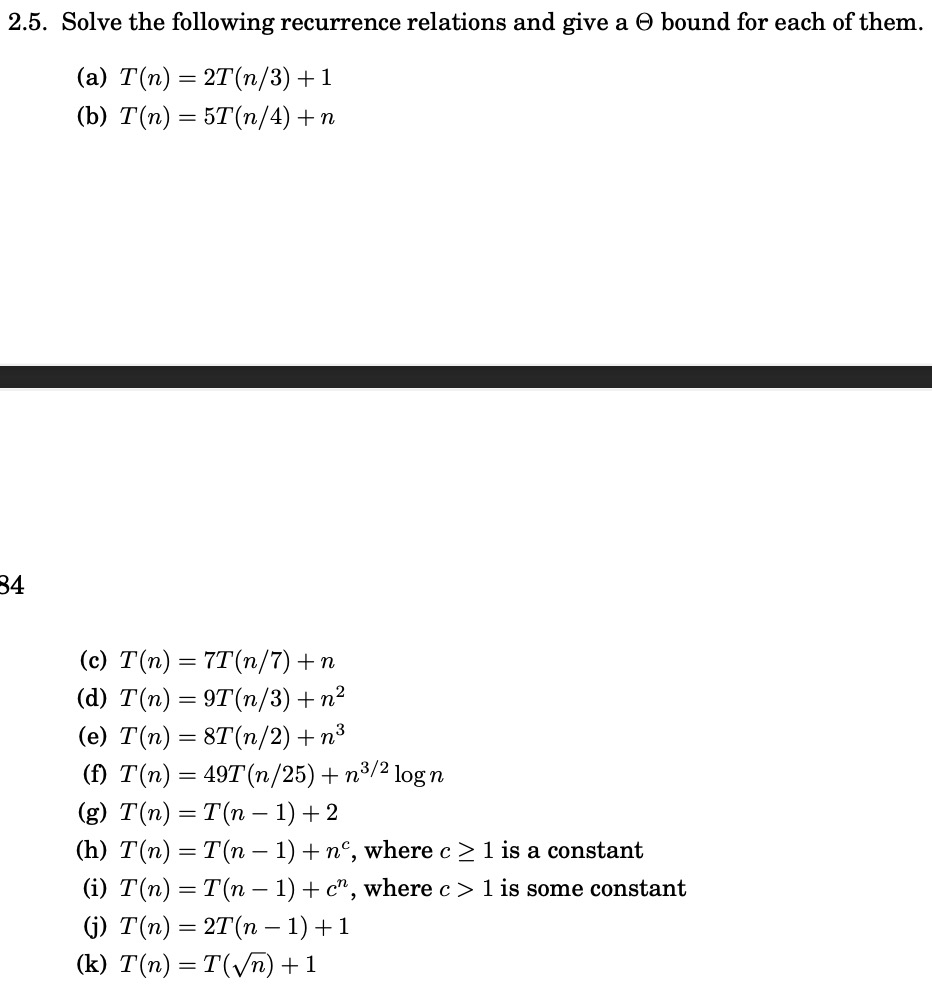 Question 2 . Exercise 2 . 5 ( a - j ) from DPV .