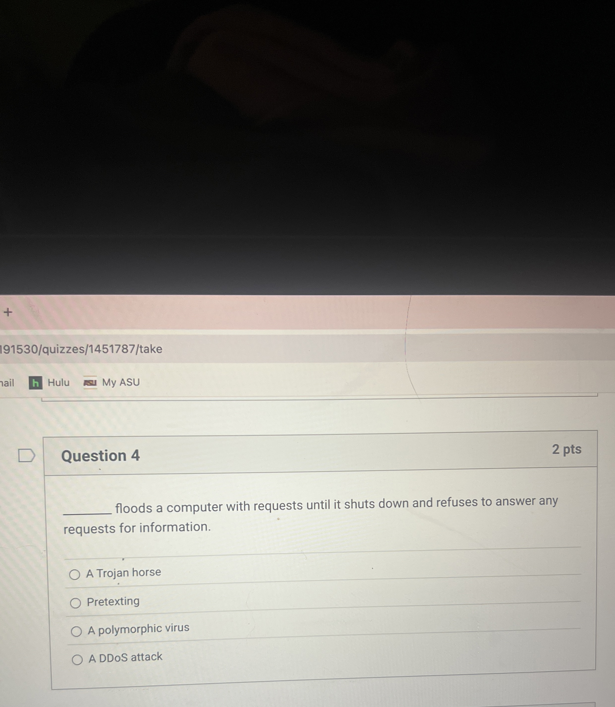 Question 4 floods a computer with requests until