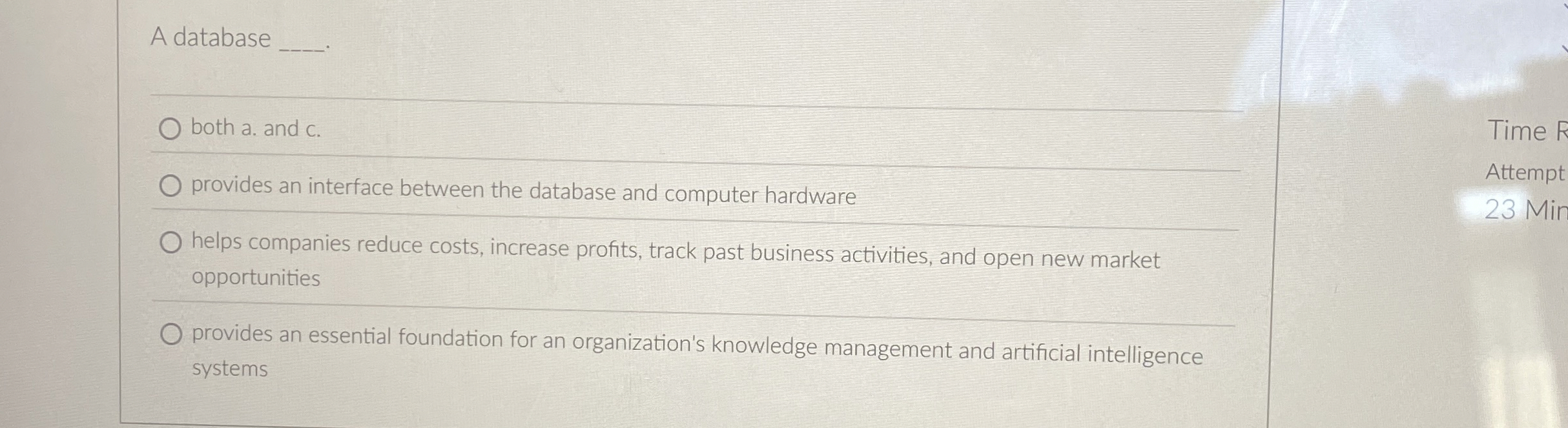 A database both a . and c . provides an interface