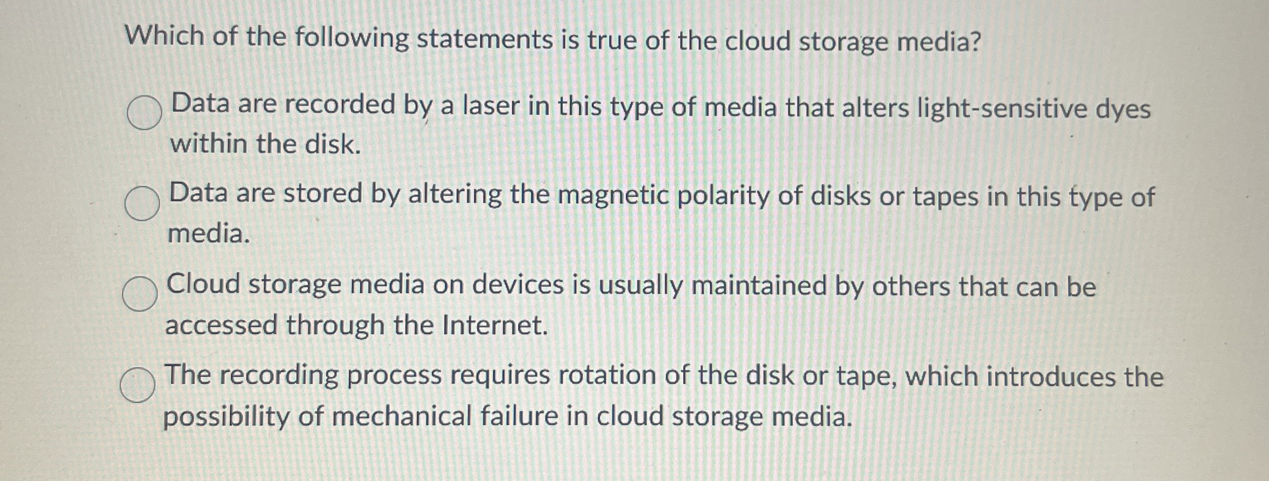 Which of the following statements is true of the