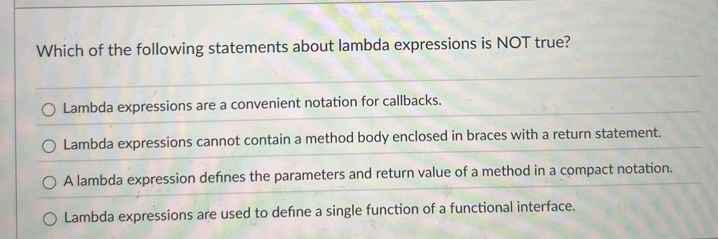 Which of the following statements about lambda