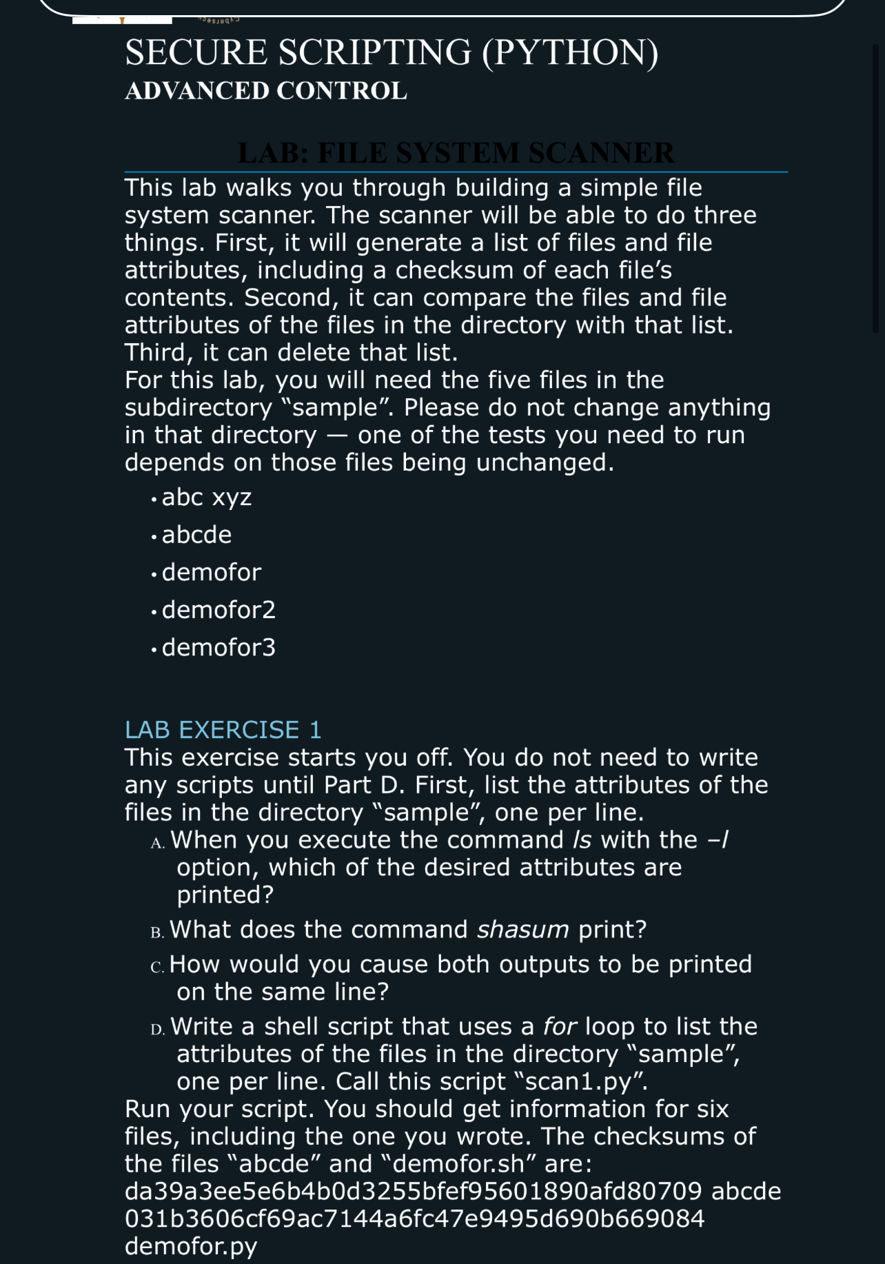 SECURE SCRIPTING ( PYTHON ) ADVANCED CONTROL This