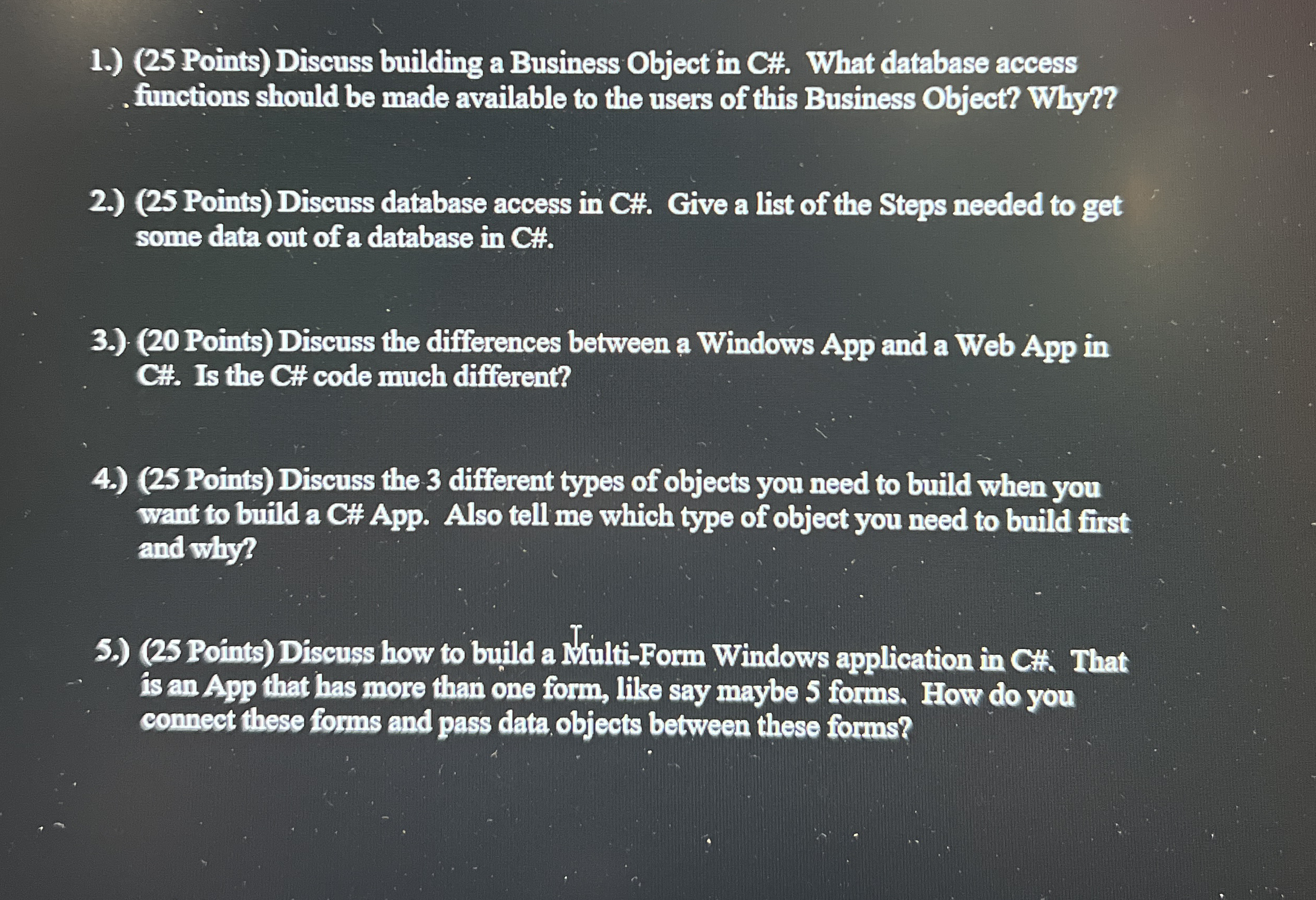 1 . ) ( 2 5 Points ) Discuss building a Business