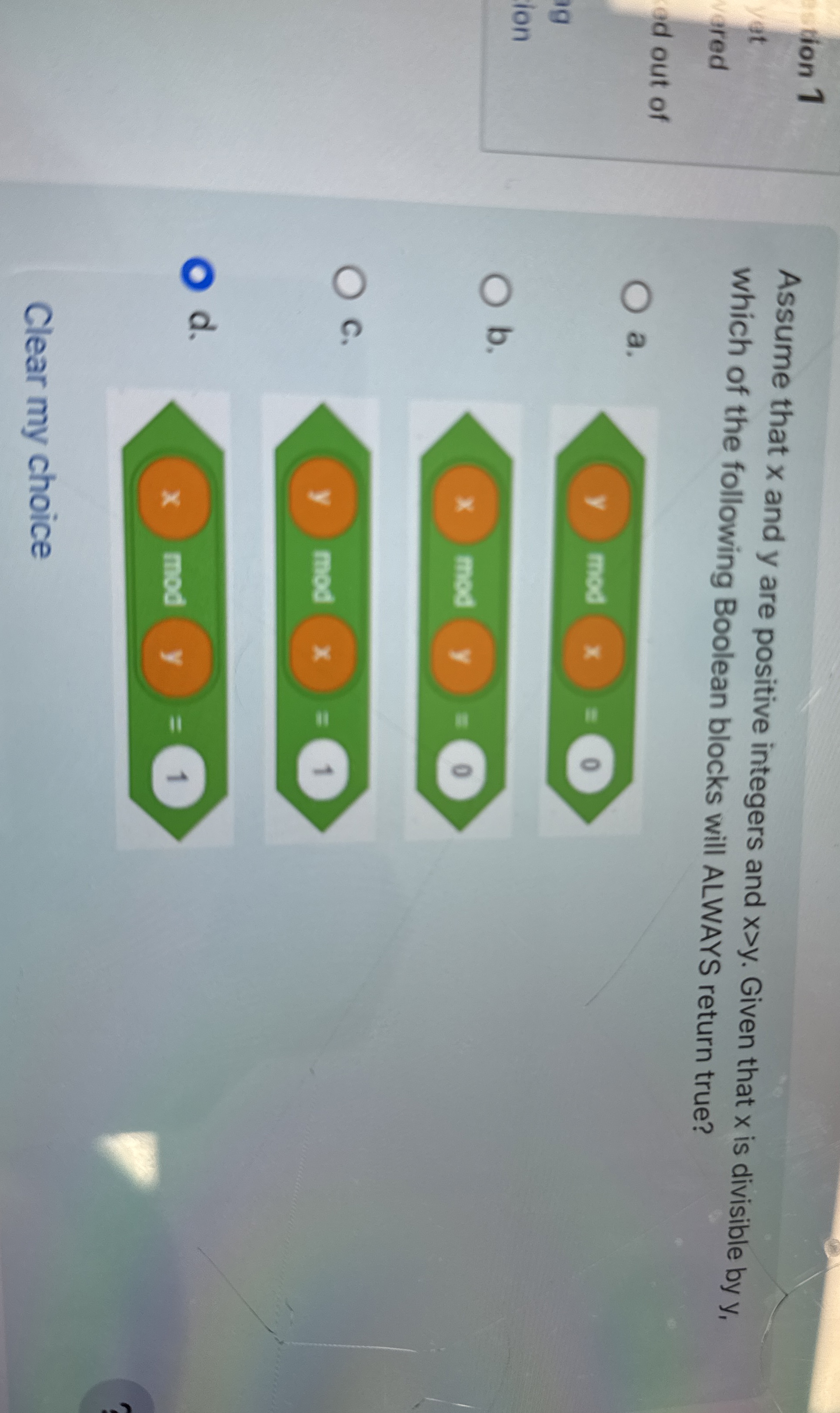 Assume that x and y are positive integers and x  style=