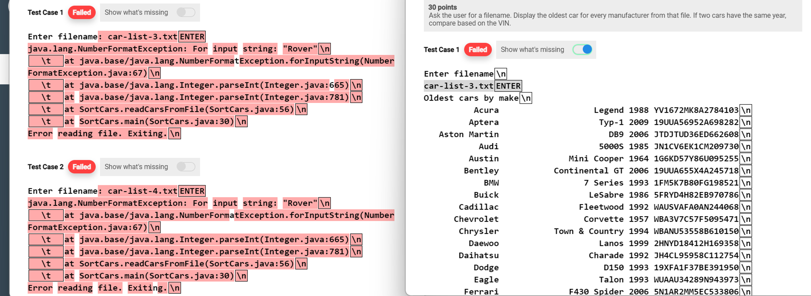 In JAVA. My code ( listed below ) is giving me