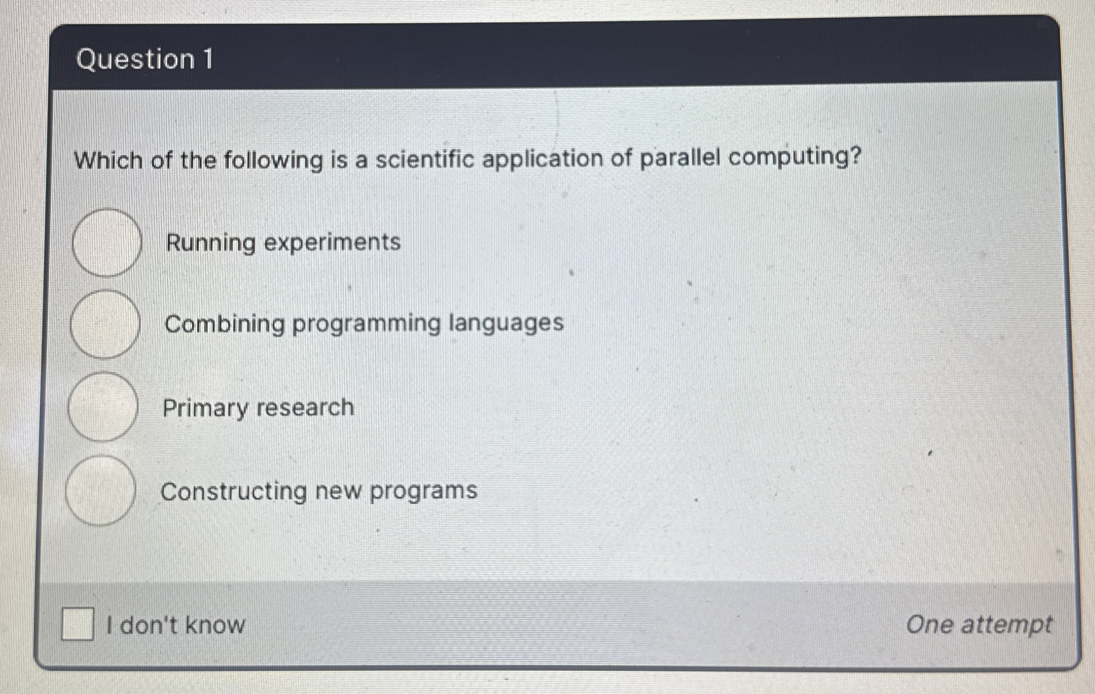 Question 1 Which of the following is a scientific