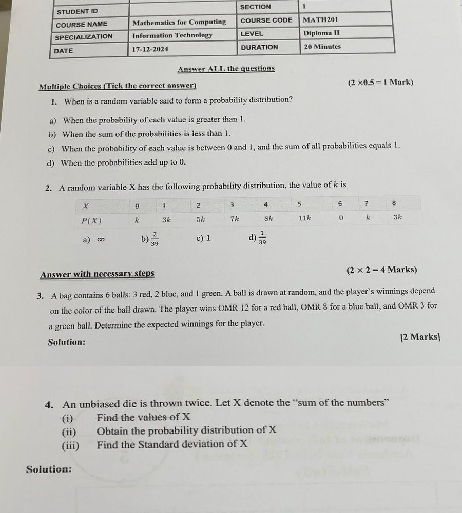 \ table [ [ STUDENT ID , , SECTION, 1 ] , [