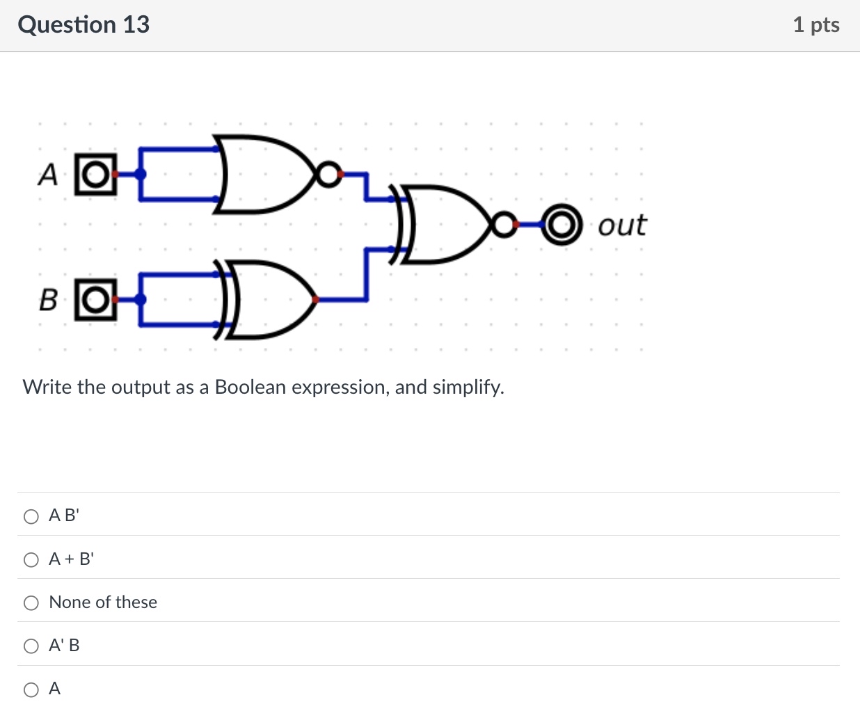 Question 1 3 Write the output as a Boolean