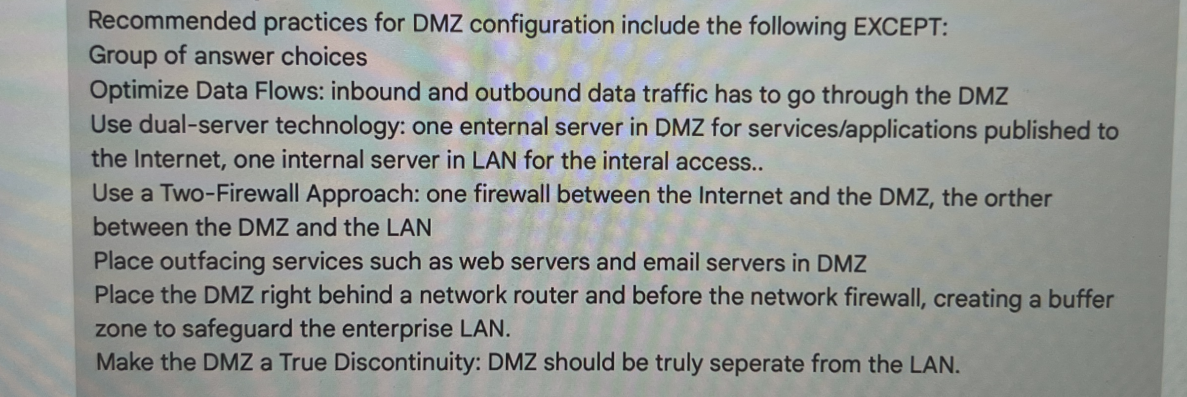 Recommended practices for DMZ configuration