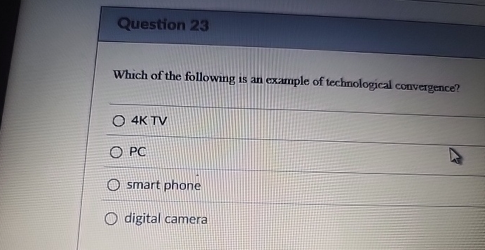 Question 2 3 Which of the following is an example