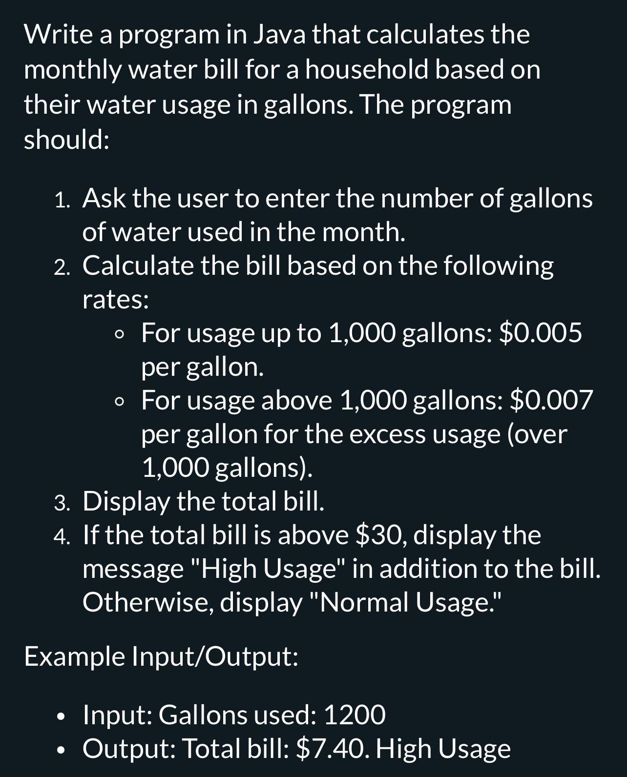 Write a program in Java that calculates the