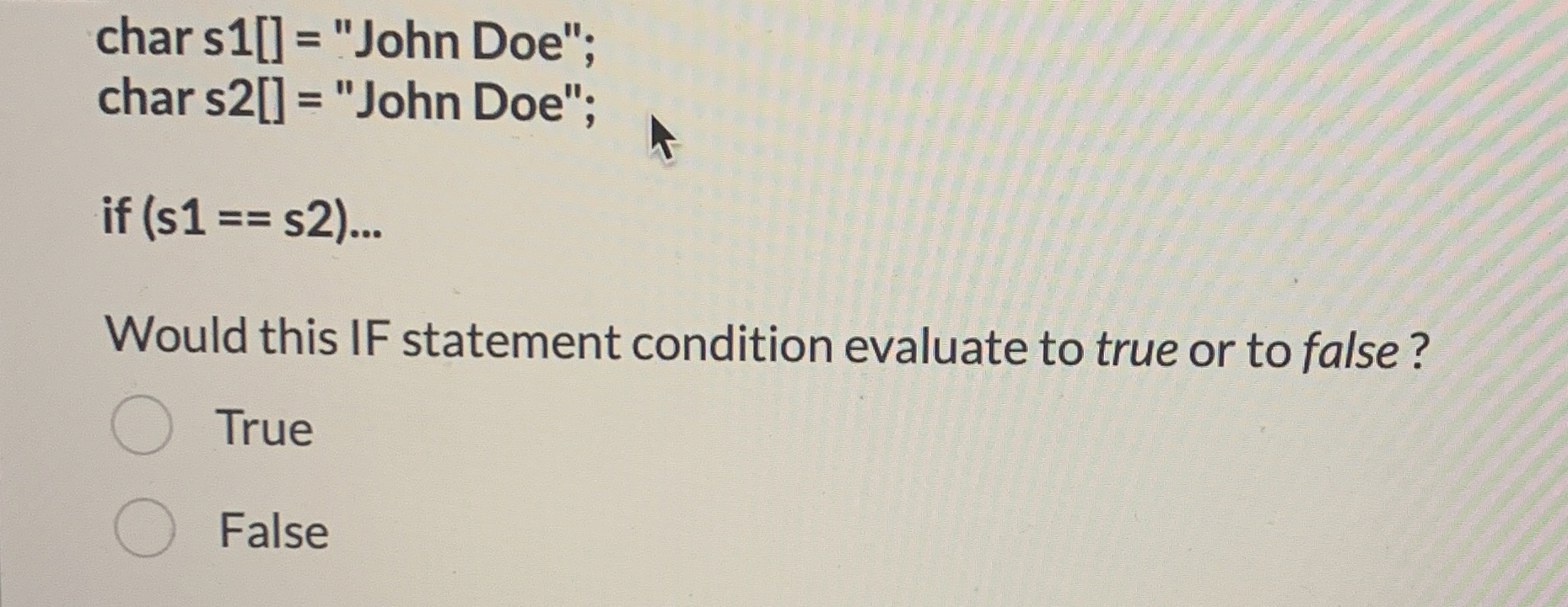) = = ( s 2 Would this IF statement condition