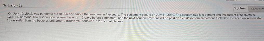 Question 10 2 points Save Answer Suppose a stock