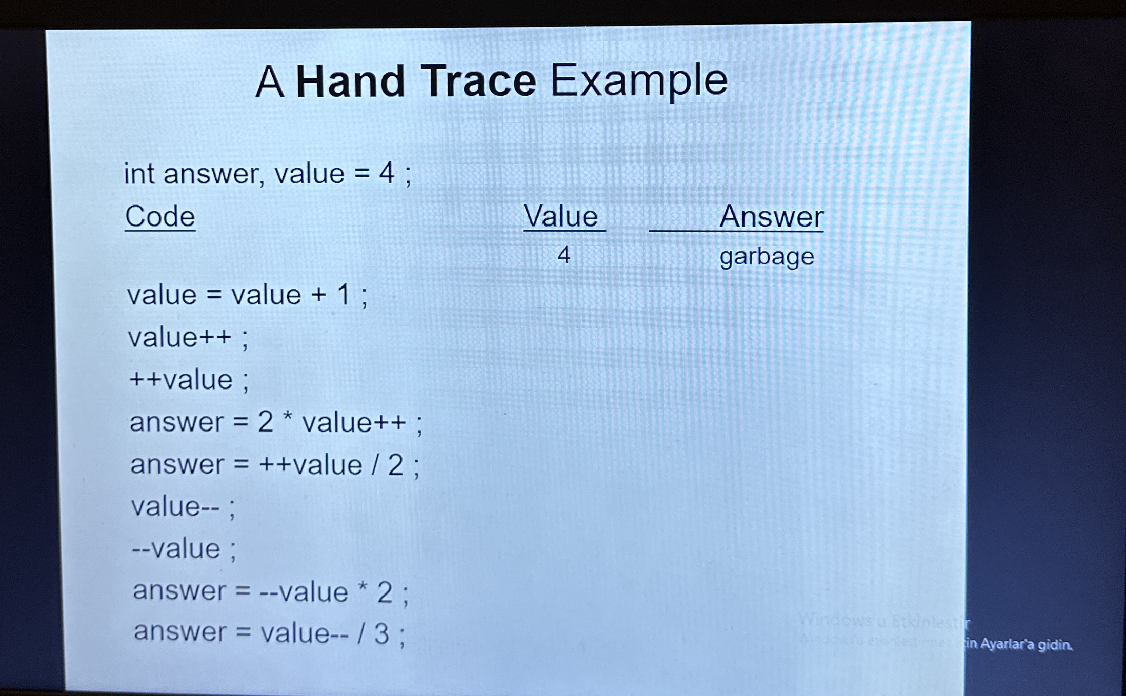 A Hand Trace Example