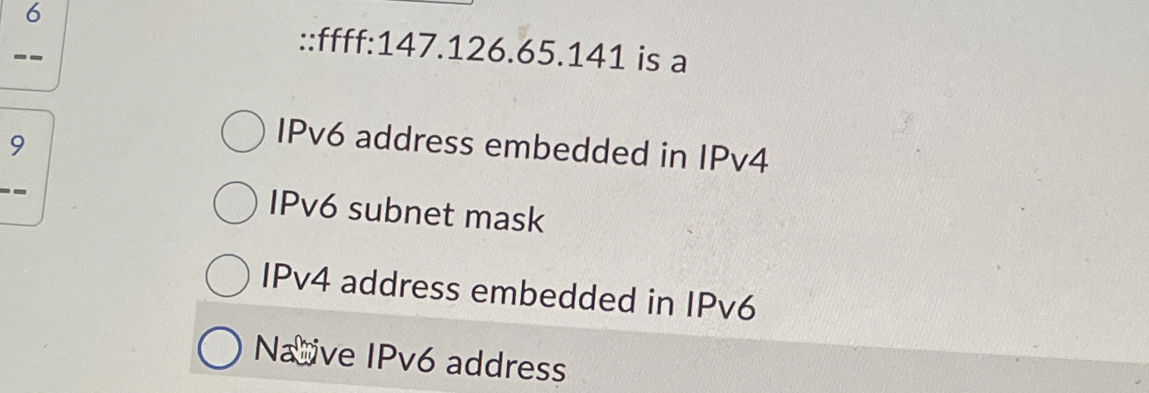 ::ffff: 1 4 7 . 1 2 6 . 6 5 . 1 4 1 is a IPv 6