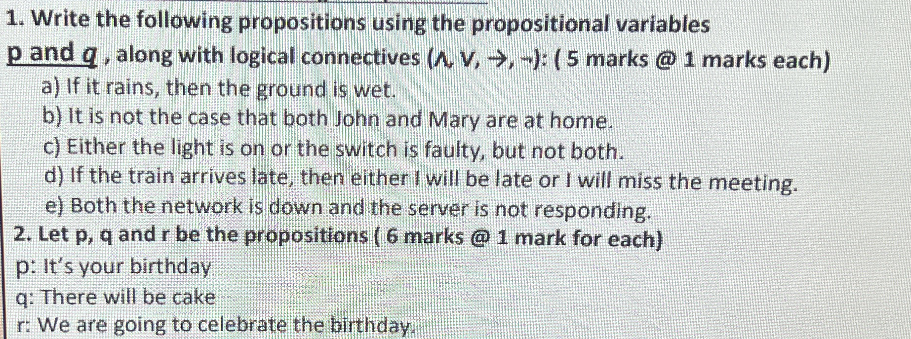 Write the following propositions using the