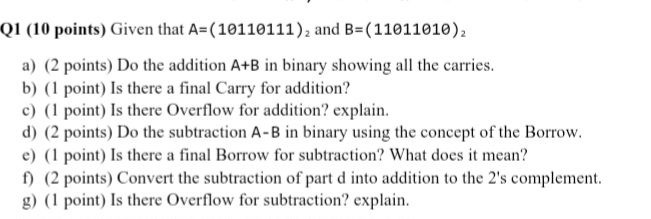 Q 1 ( 1 0 points ) Given that A = ( 1 0 1 1 0 1 1