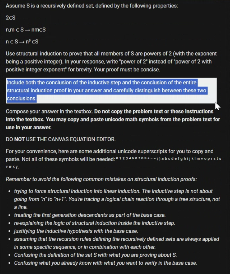 Assume S is a recursively defined set, defined by