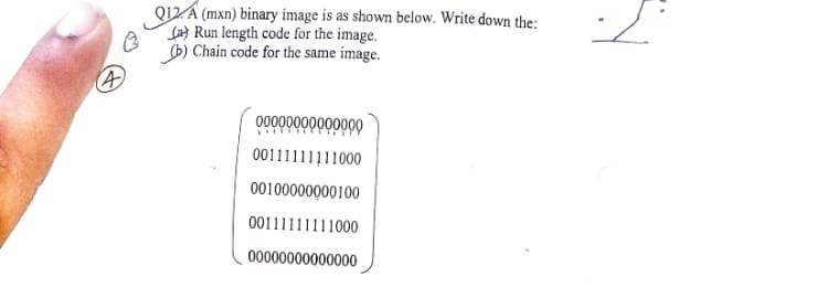 Q 1 2 . A ( mxn ) binary image is as shown below.