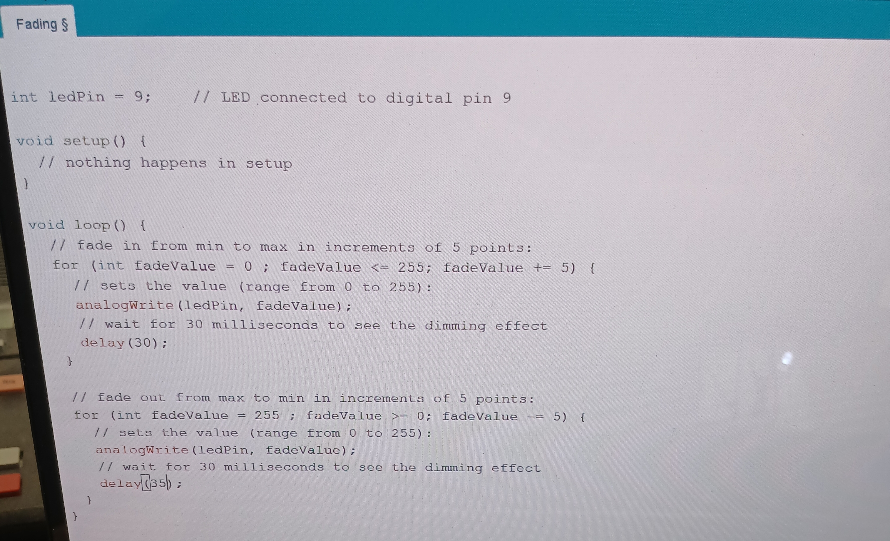 draw a flow chart of the code for the fading