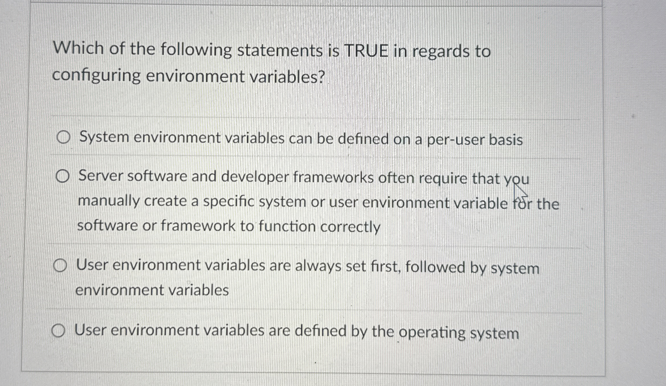 Which of the following statements is TRUE in