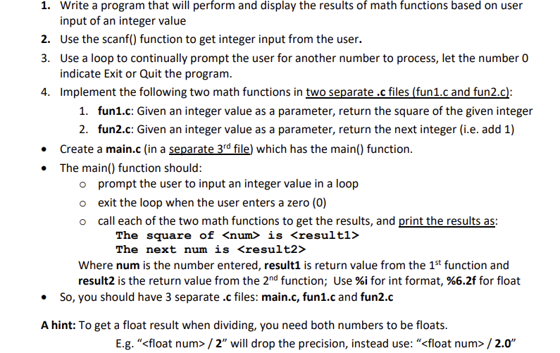 Write a program that will perform and display the