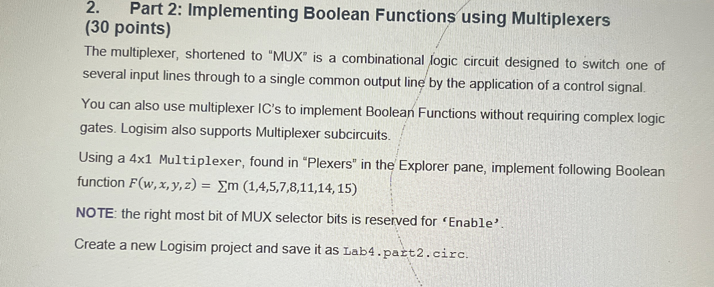 Part 2 : Implementing Boolean Functions using