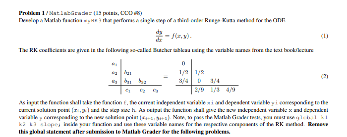 Problem 1 / Mat labGrader ( 1 5 points, CCO \ # 8