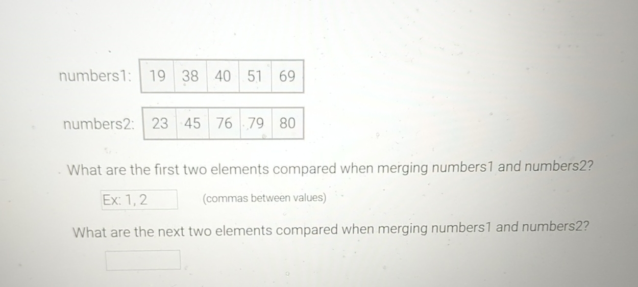 numbers 1 : numbers 2 : What are the first two