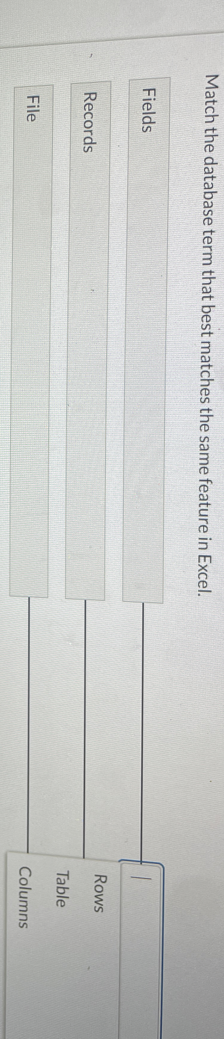 Match the database term that best matches the