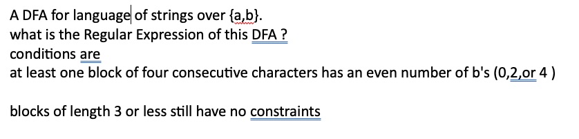 A DFA for language | of strings over { a , b } .