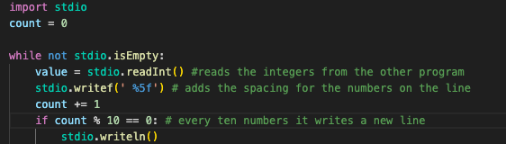 import stdio count = 0 while not stdio.isEmpty: