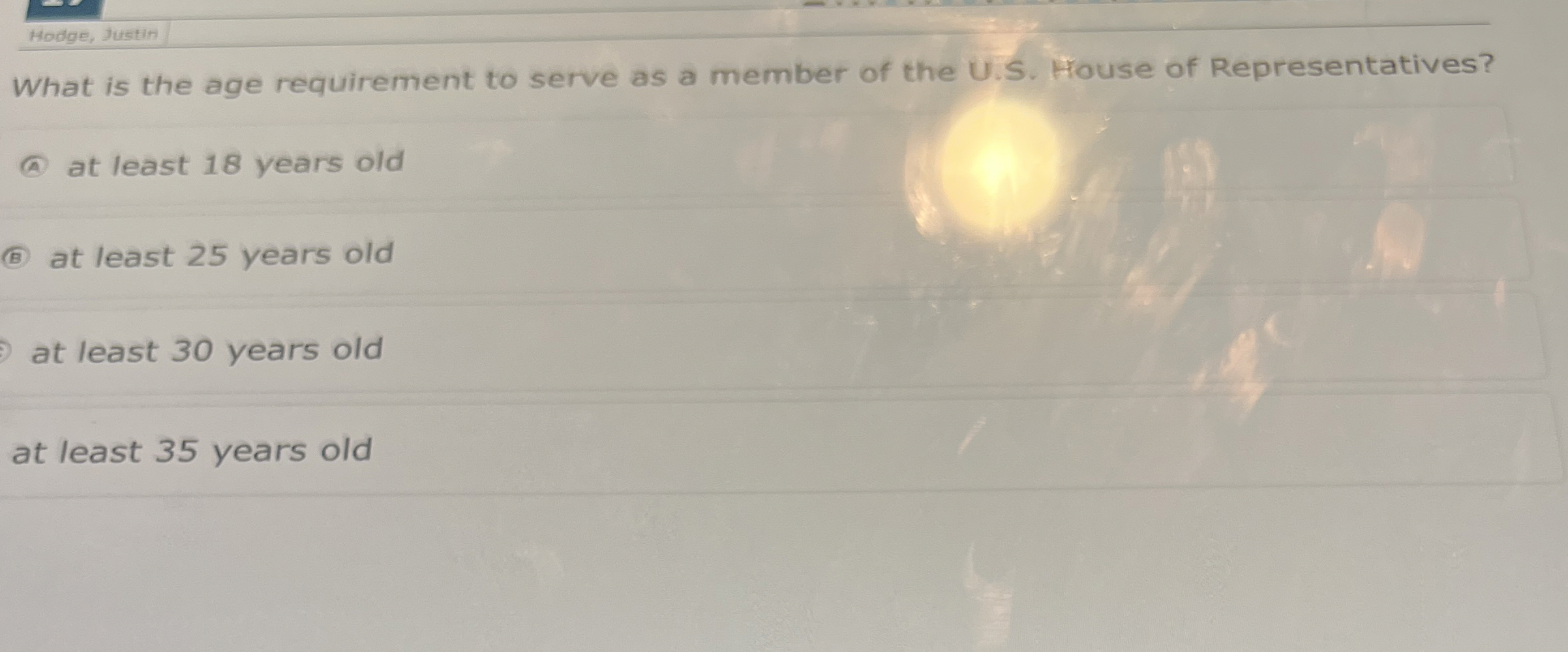 Hodge, Justin What is the age requirement to