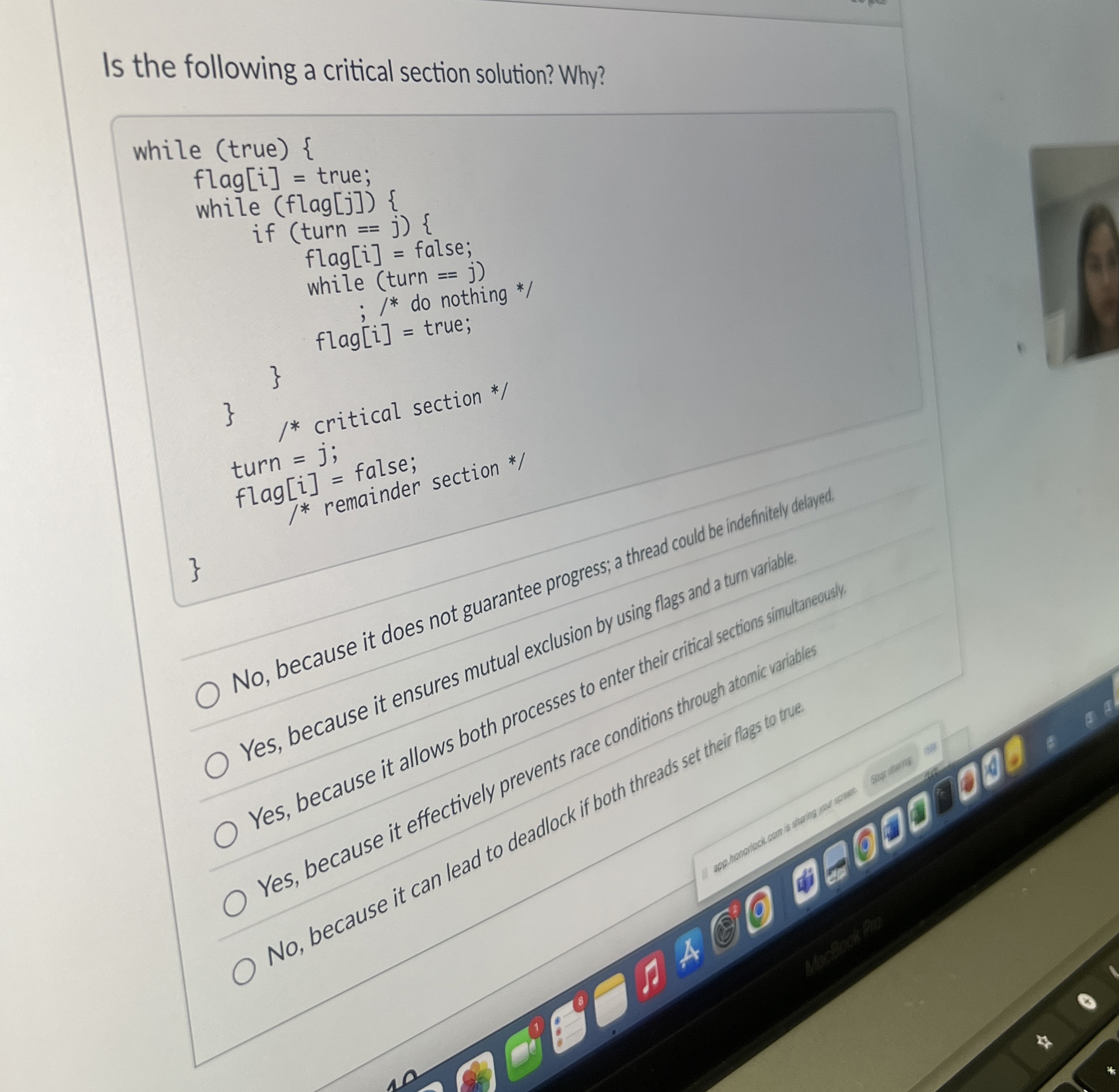Is the following a critical section solution?
