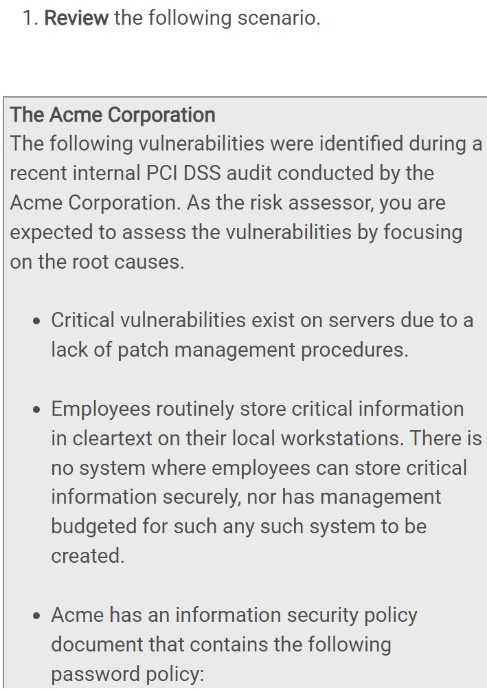 The Acme Corporation The following