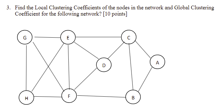 Find the Local Clustering Coefficients of the
