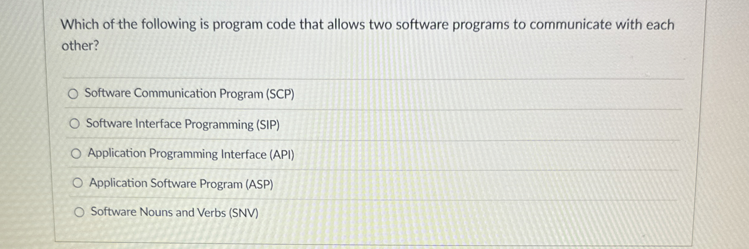 Which of the following is program code that