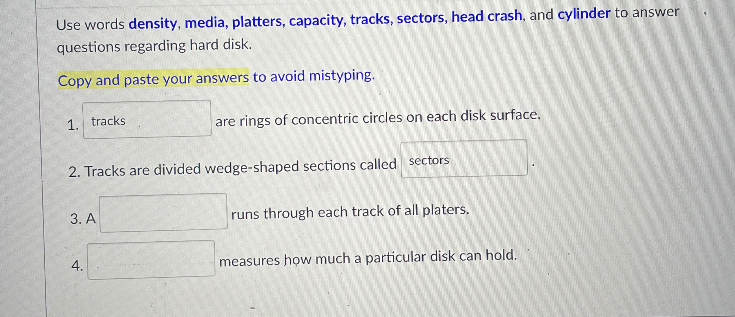Use words density, media, platters, capacity,