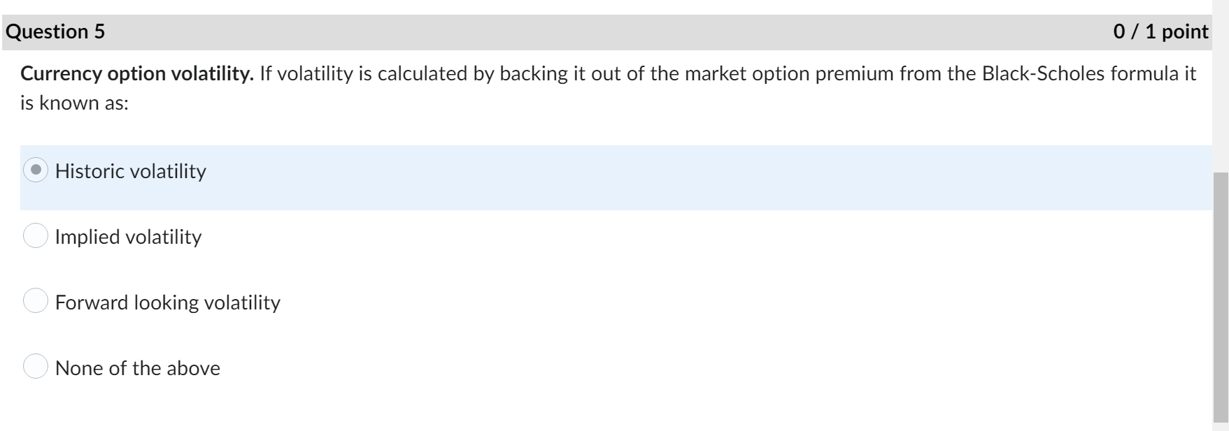 \fCurrency option volatility. If volatility is