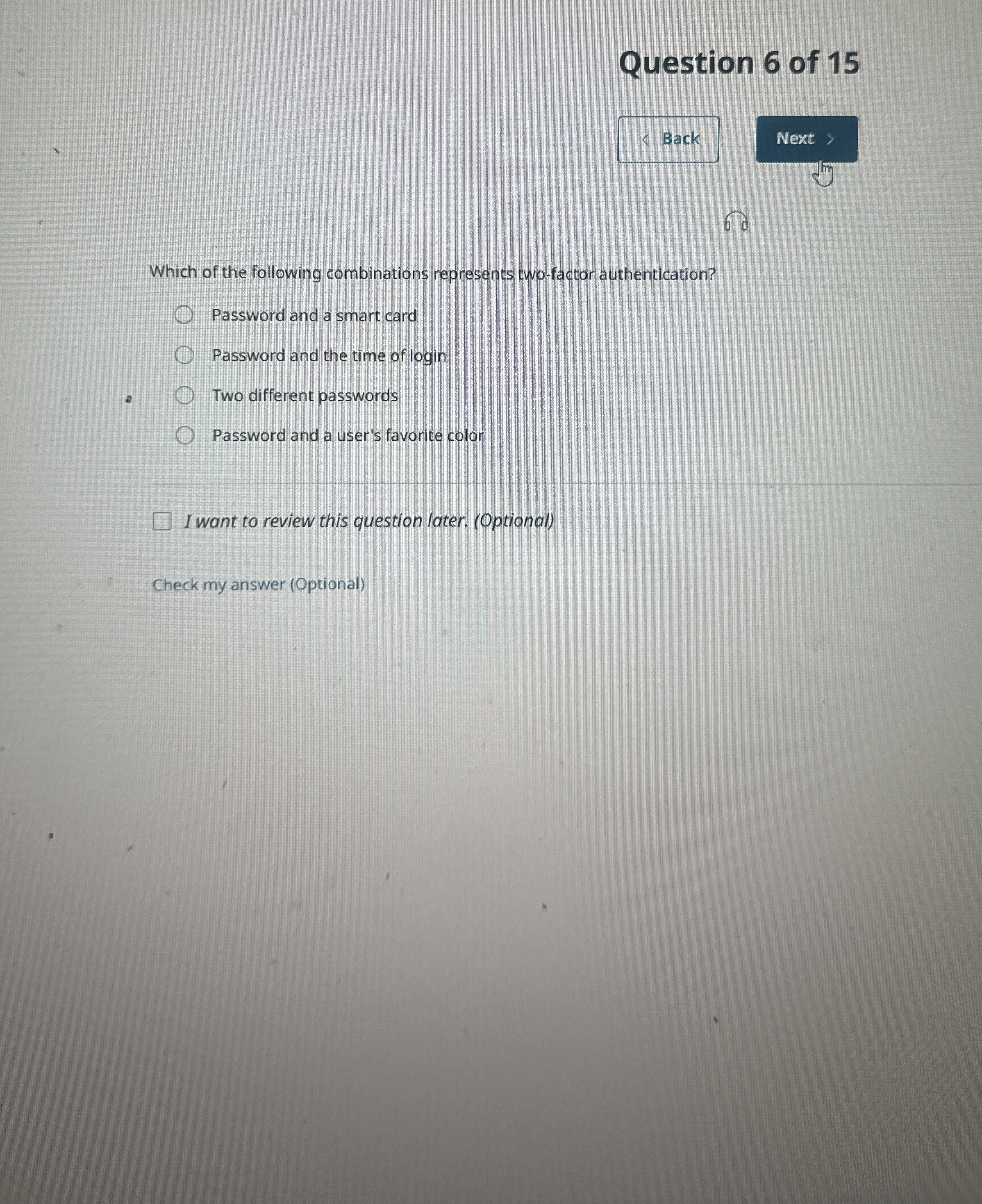 Question 6 of 1 5 Back Which of the following