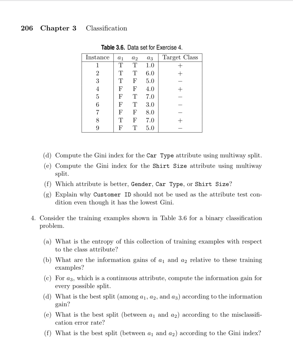 2 0 6 Chapter 3 Classification Table 3 . 6 . Data
