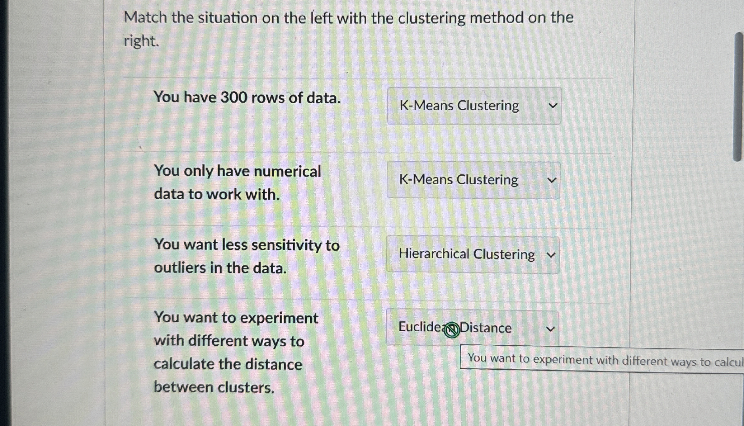 Match the situation on the left with the