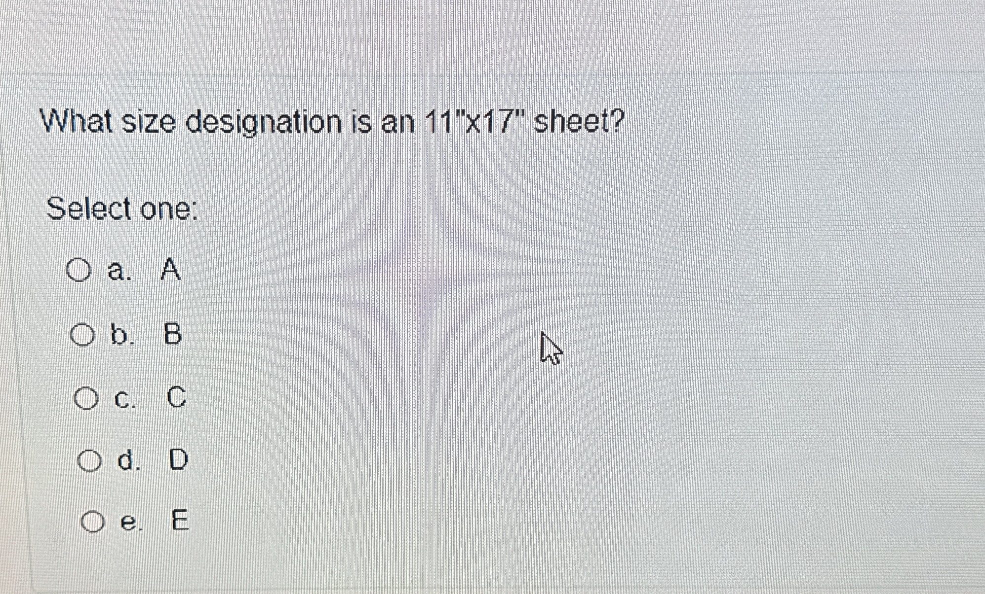 What size designation is an 1 1 " x 1 7 " sheet?