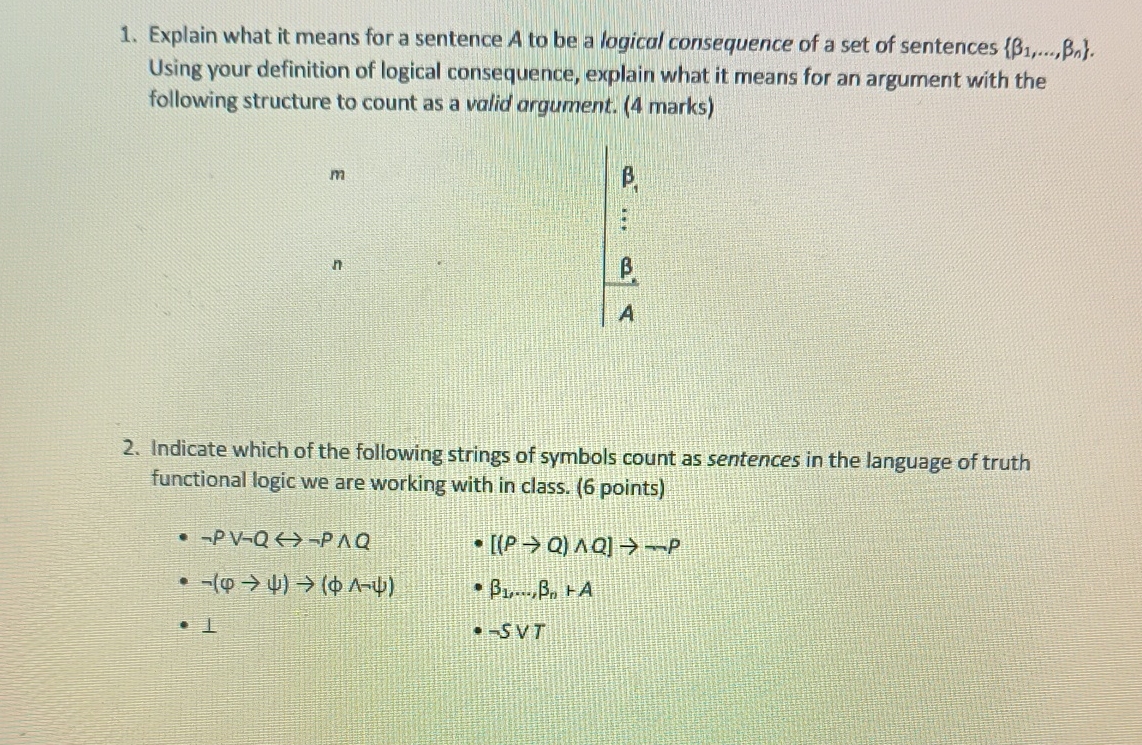 Explain what it means for a sentence A to be a