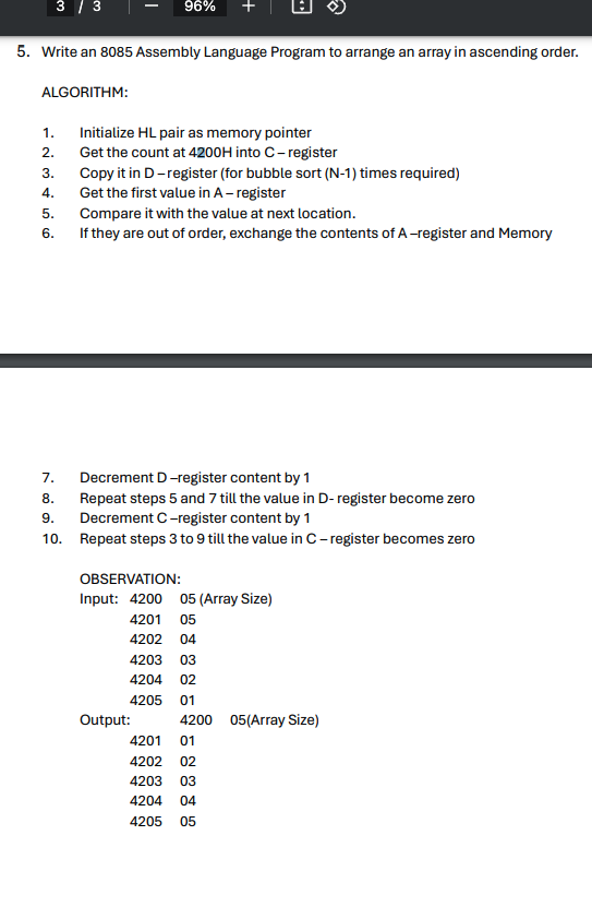 Write an 8 0 8 5 Assembly Language Program to