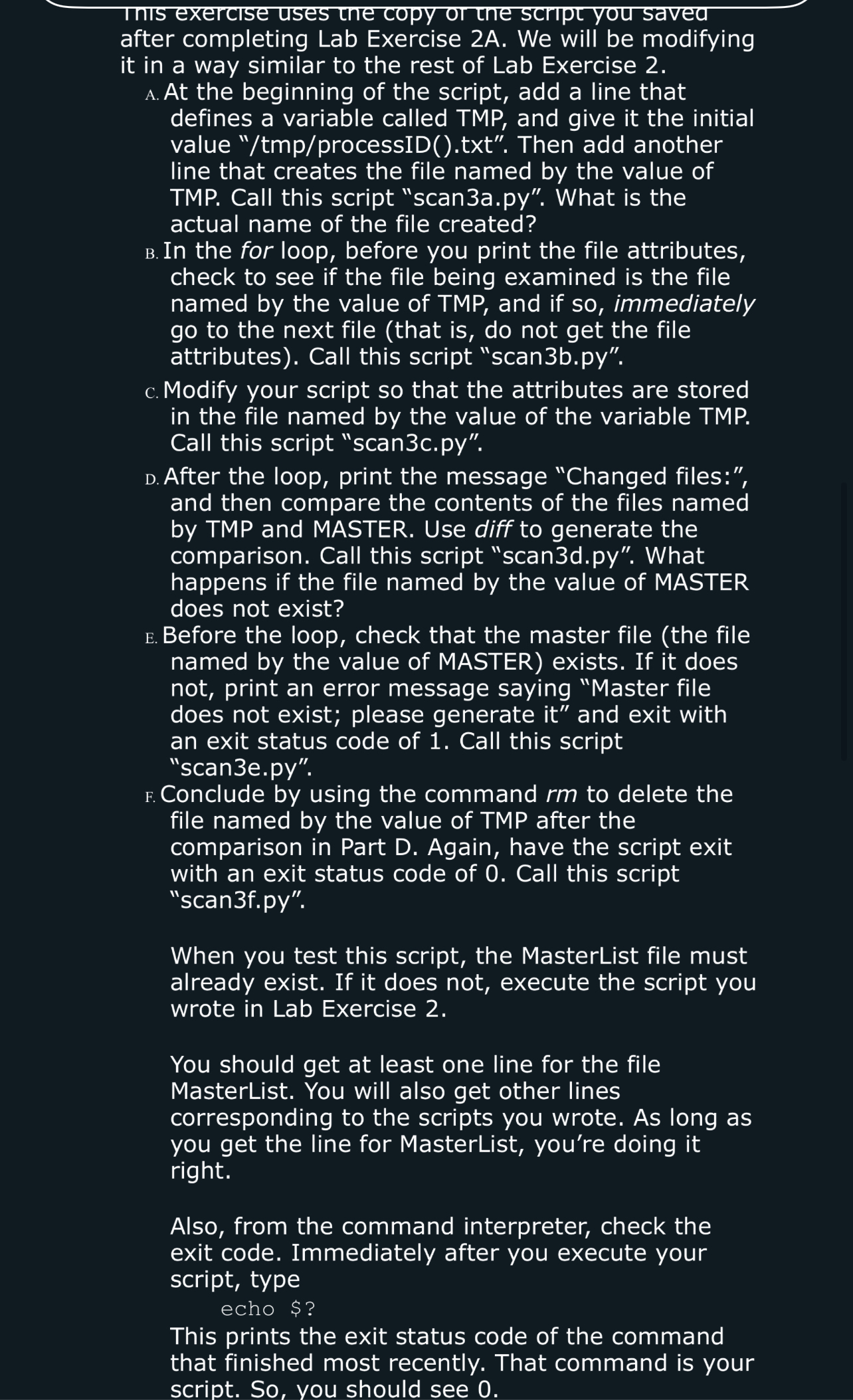 Tnis exercise uses the copy or tne script you