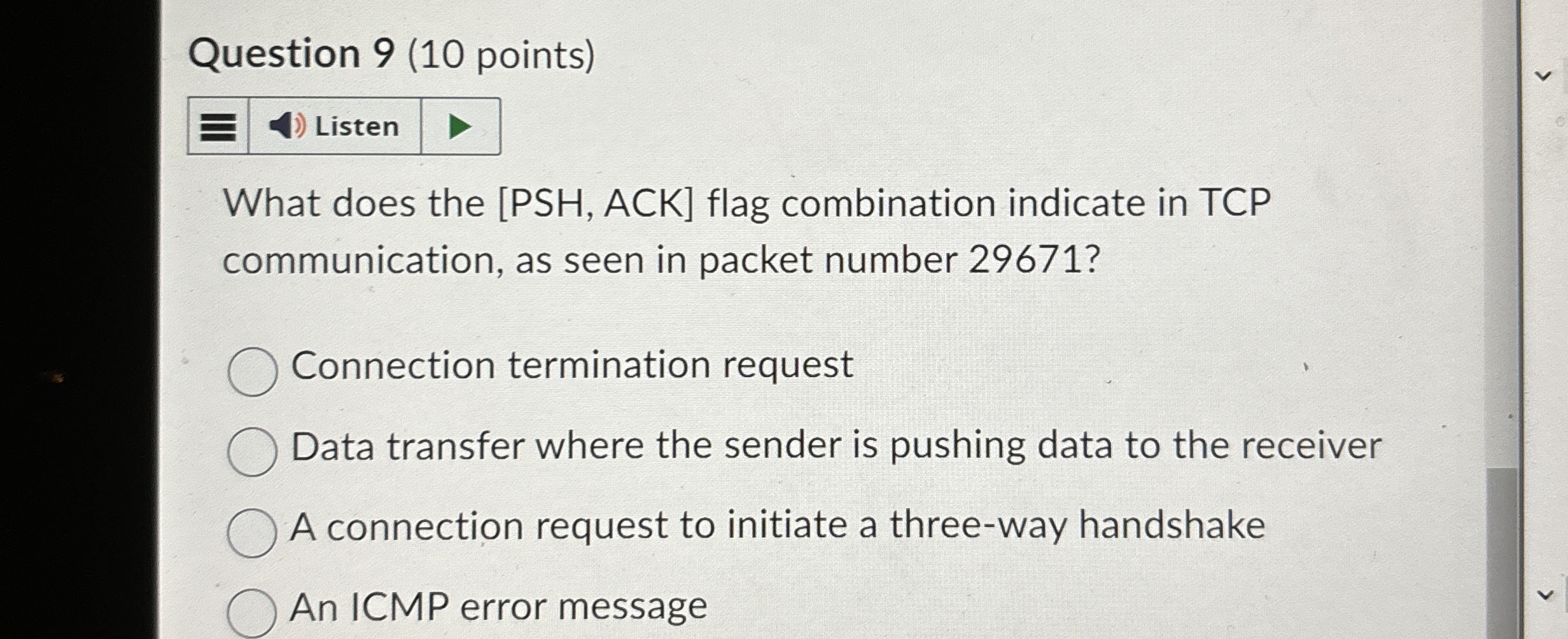 Question 9 ( 1 0 points ) What does the [ PSH ,